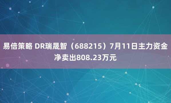 易倍策略 DR瑞晟智（688215）7月11日主力资金净卖出808.23万元