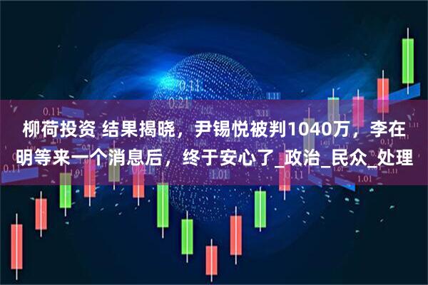 柳荷投资 结果揭晓，尹锡悦被判1040万，李在明等来一个消息后，终于安心了_政治_民众_处理