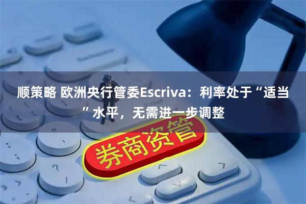 顺策略 欧洲央行管委Escriva：利率处于“适当”水平，无需进一步调整