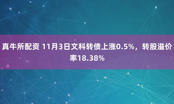 真牛所配资 11月3日文科转债上涨0.5%,转股溢价率18.38%