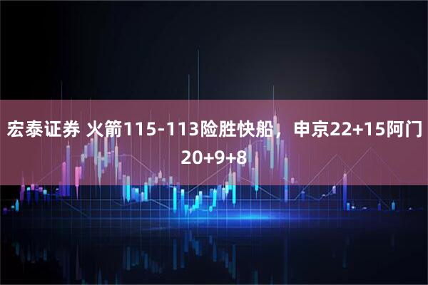宏泰证券 火箭115-113险胜快船,申京22+15阿门20+9+8